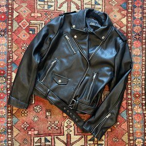 Zara Faux Leather Motorcycle Jacket, XXL